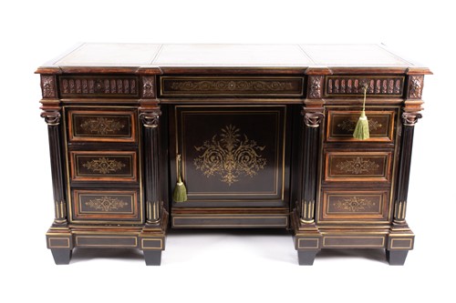 Lot 239 - A 19th century French Empire brass inlaid...