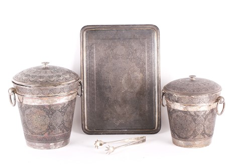 Lot 337 - A graduated pair of two Persian silver ice...