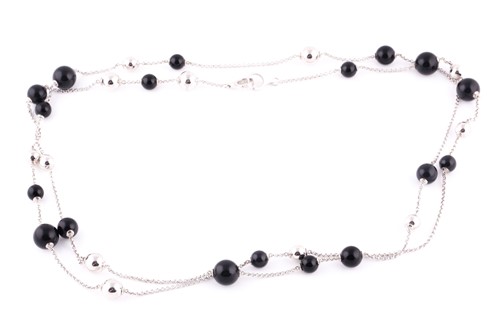 Lot 228 - Georg Jensen sterling silver and black onyx...