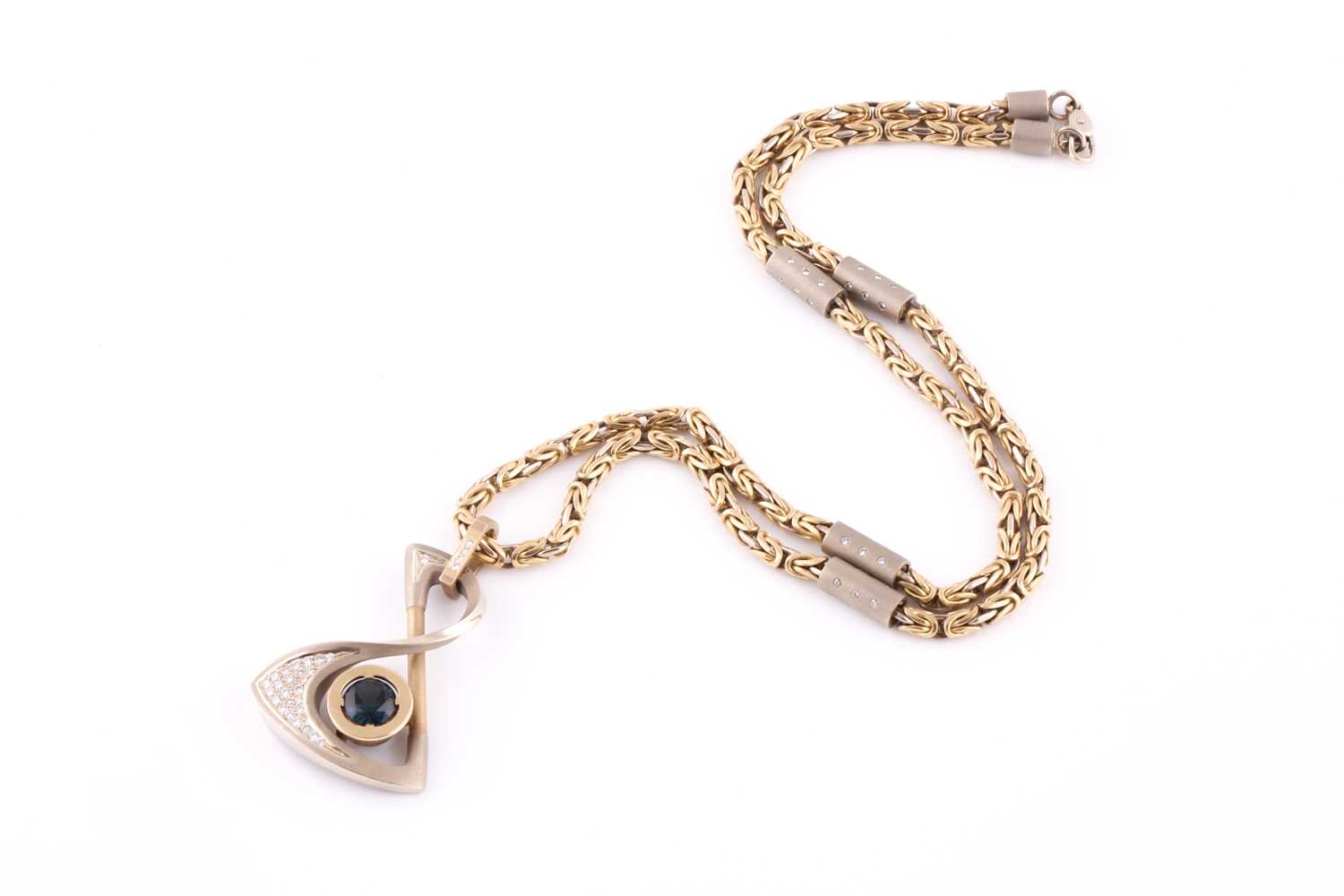 Lot 1 - Russian pendant necklace, the assymmetrical...