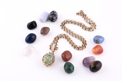 Lot 285 - A 9ct yellow gold round-link chain necklace,...