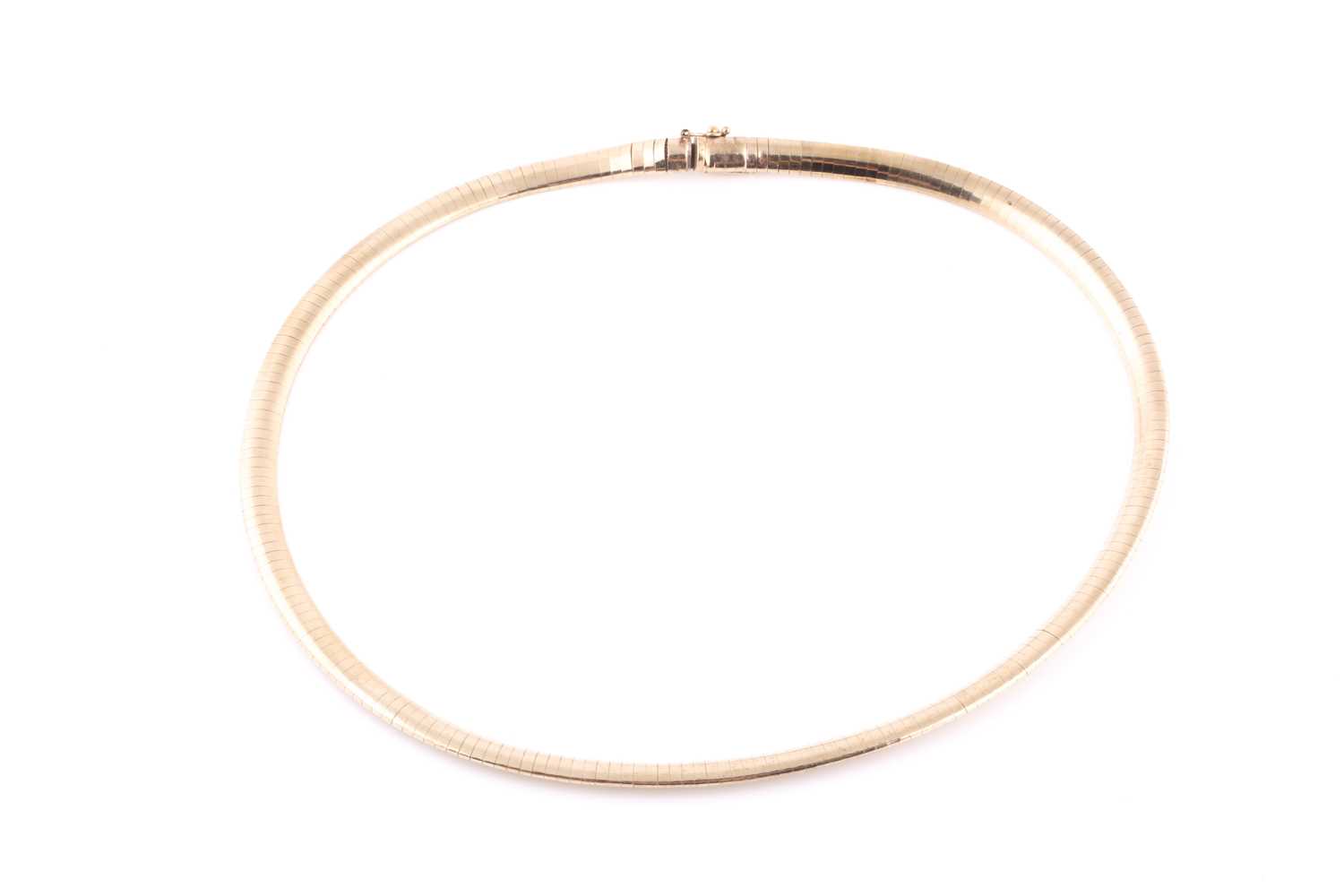 Lot 31 - A 9ct yellow gold flat-link bib-style necklace,...