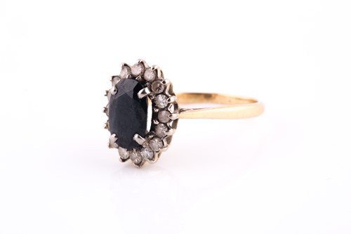 Lot 43 - An 18ct yellow gold, diamond, and sapphire...