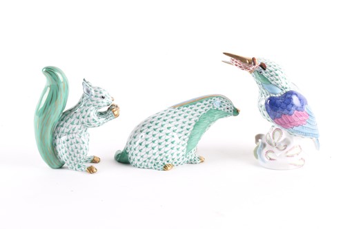 Lot 350 - A Herend porcelain model of a badger, 7.4 cm...