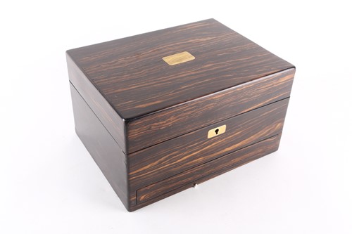 Lot 260 - A 19th-century rosewood toiletry box, the...