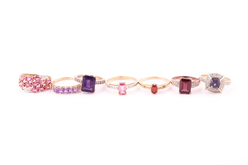 Lot 241 - A collection of gem-set rings Each set with...