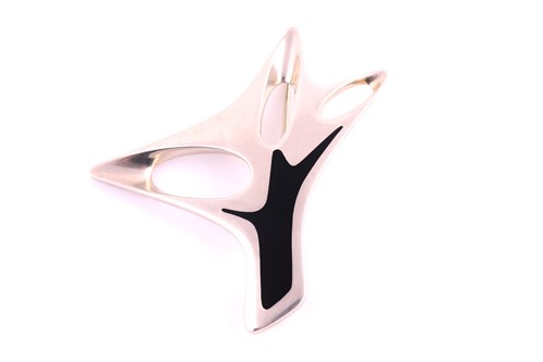 Lot 410 - A black enamel-set brooch by Georg Jensen The...