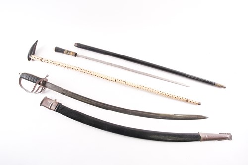 Lot 256 - An Anglo-Indian sabre and scabbard with nickel-...