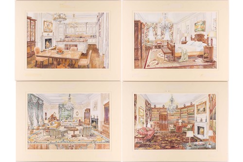 Lot 132 - A group of four contemporary watercolours,...