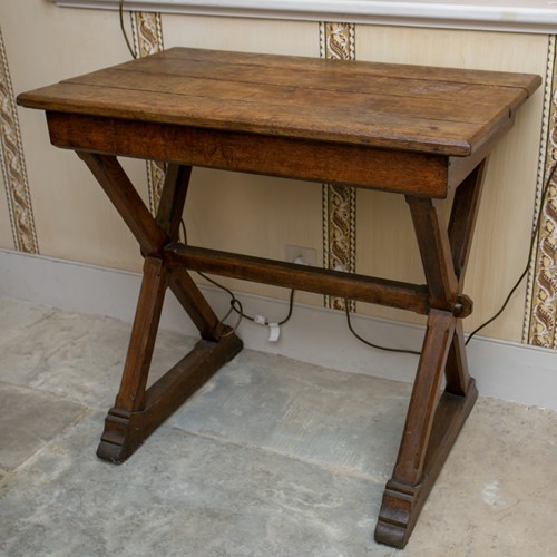 Lot 39 - A Victorian oak gothic Puginesque 'X' frame...