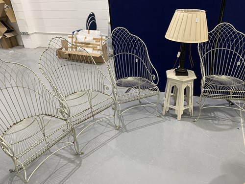 Lot 59 - A set of four sage coloured Regency style...