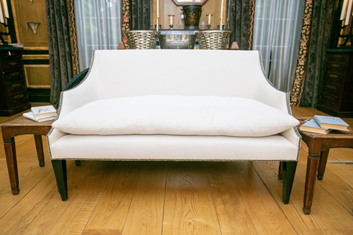 Lot 65 - A George III stye two seat sofa with swept...