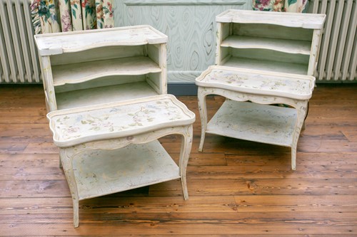 Lot 97 - A pair of Louis XV style painted and...