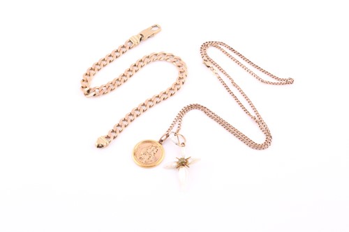 Lot 472 - A gold bracelet and necklace The 18ct yellow...