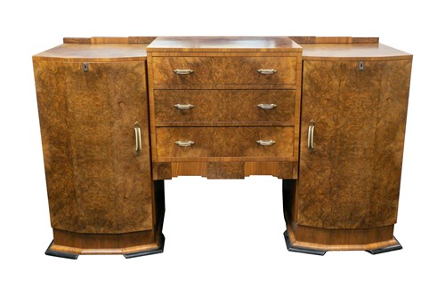 Lot 125 - An Art Deco style figured walnut inverted...