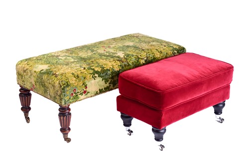 Lot 275 - A William IV style rectangular hearth stool,...