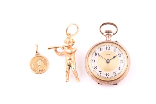 Lot 290 - Three items of gold, including a charm...