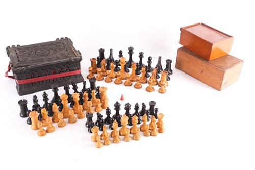 Lot 290 - A Jaques Staunton boxwood and ebony chess set,...