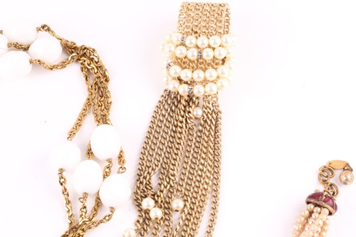 Lot 222 - A Chanel simulated pearl necklace, the twisted...