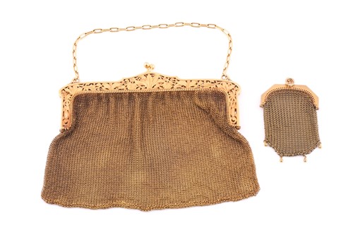 Lot 1 - A French gold mesh evening bag and a 9ct gold...