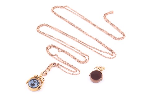 Lot 275 - A late Victorian rose gold belcher link guard...