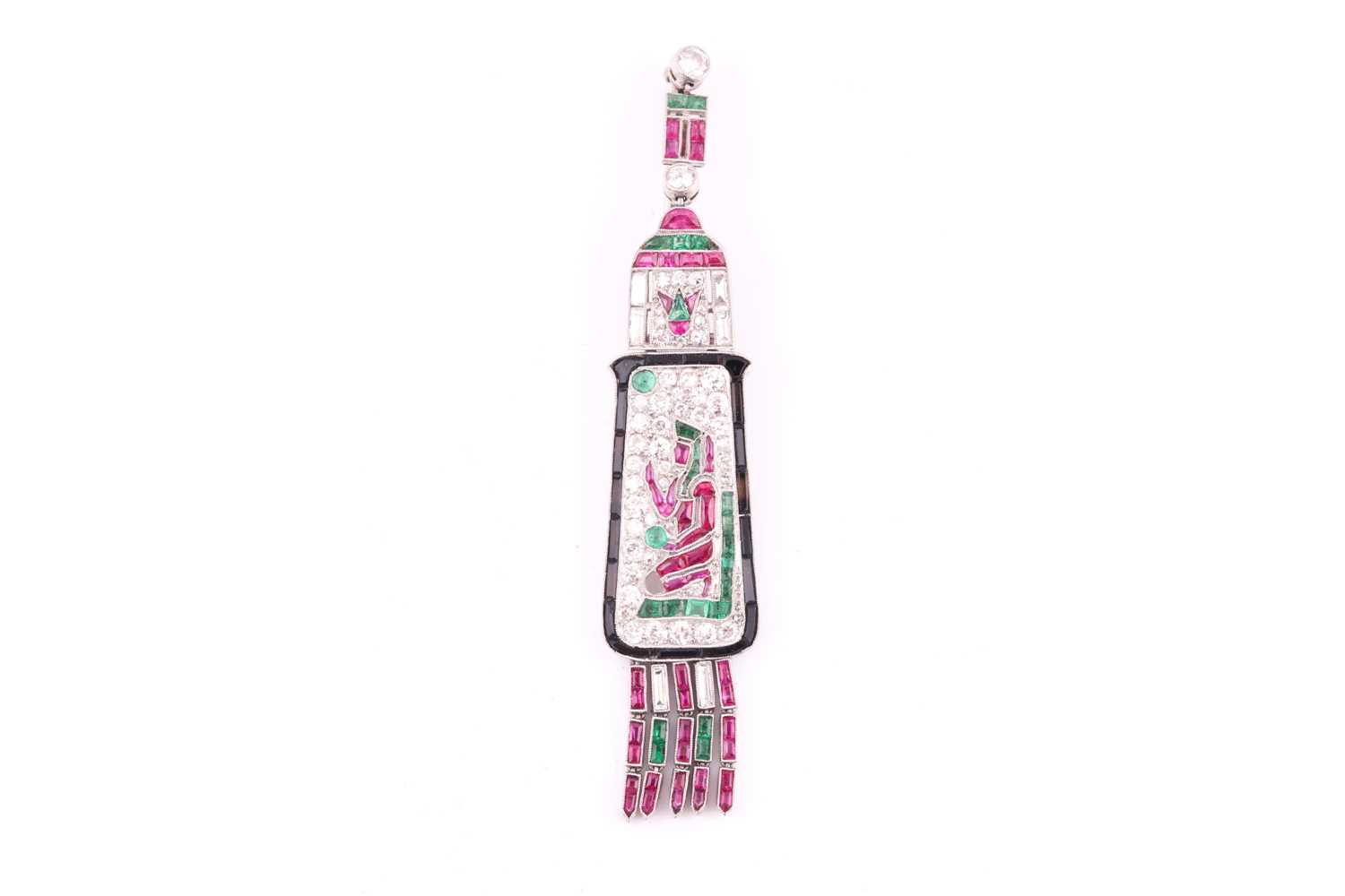 Lot 268 - A French Art Deco platinum and multi gem...
