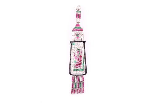 Lot 268 - A French Art Deco platinum and multi gem...