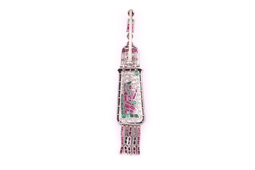 Lot 268 - A French Art Deco platinum and multi gem...