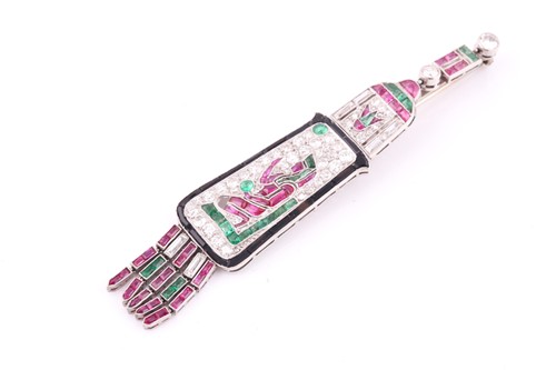 Lot 268 - A French Art Deco platinum and multi gem...