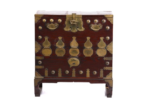 Lot 262 - A Korean elm Bandaji type cabinet/ box, early...