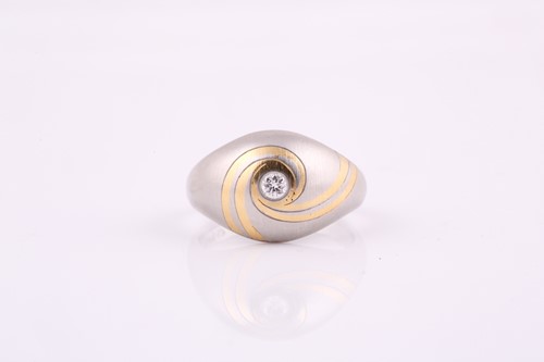 Lot 3 - A signet style diamond ring, set with a round...