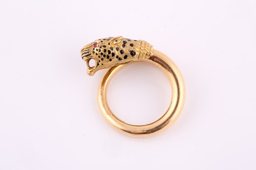 Lot 145 - A French Panther head torque ring with ruby...