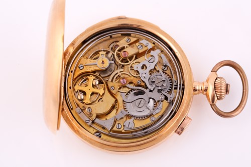 Lot 401 - An 18ct gold cased minute repeater chronograph...