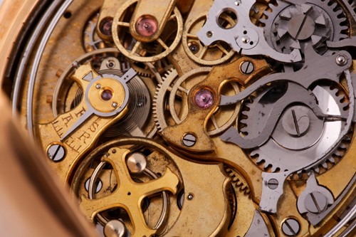 Lot 401 - An 18ct gold cased minute repeater chronograph...
