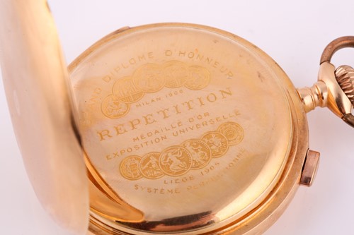 Lot 401 - An 18ct gold cased minute repeater chronograph...