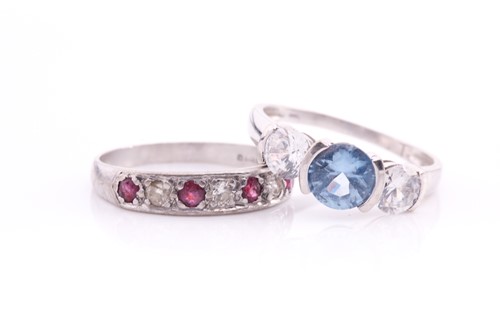 Lot 136 - An 18ct white gold half eternity ring set with...