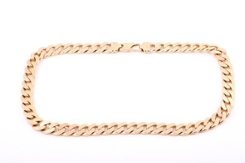 Lot 98 - A yellow metal 24 inch long heavy curb link...