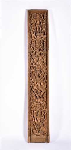 Lot 171 - A carved Indian panel with fully carved...