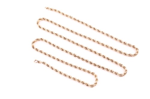 Lot 56 - A yellow precious metal ropetwist necklace,...