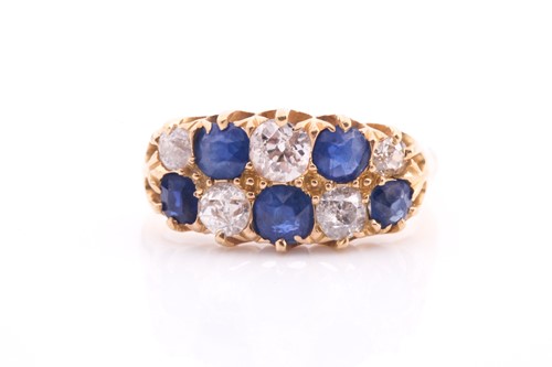Lot 204 - An 18ct gold Victorian sapphire and diamond...