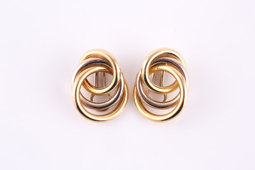 Lot 278 - A pair of solid knot earrings, made from...