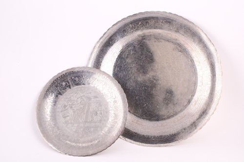 Lot 337 - A large Egyptian silver petal edge charger and...