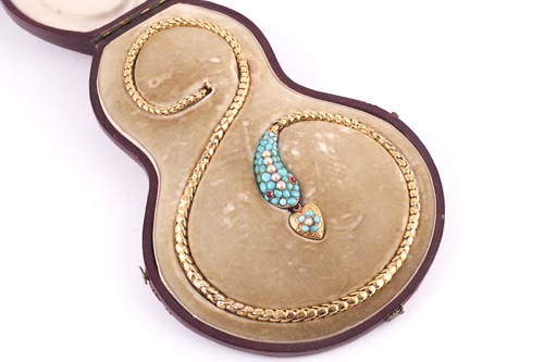 Lot 4 - A Victorian turquoise, seed pearl and garnet...