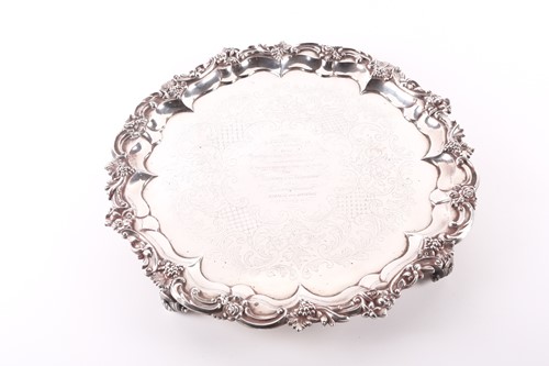 Lot 339 - A Victorian silver salver; London 1844 by J E...