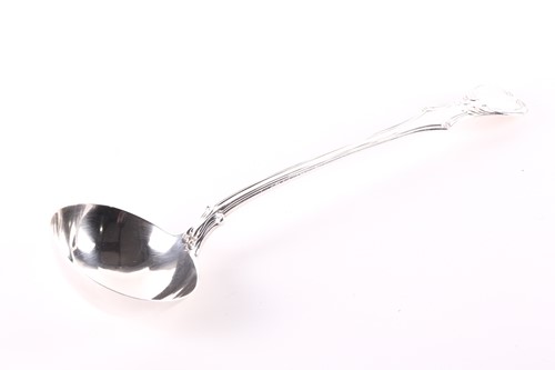 Lot 344 - A Victorian silver soup ladle; London 1867...