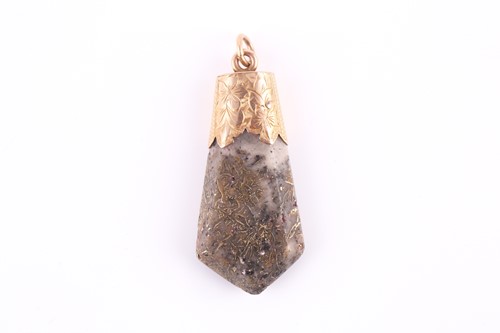 Lot 198 - A Victorian gold quartz fob, set with a large...