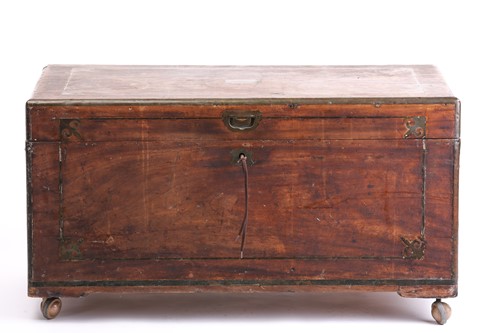 Lot 271 - A brass bound camphor wood campaign chest,19th-...