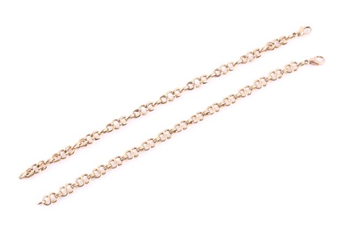 Lot 148 - Two 9ct yellow gold fancy-link bracelets. 20.5...