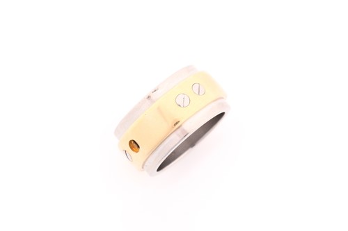Lot 250 - Cartier. A Cartier Santos gold and steel ring;...