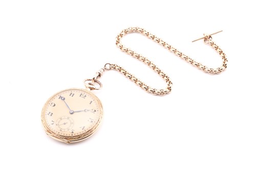 Lot 369 - A 14ct yellow gold, Eterna open face pocket...